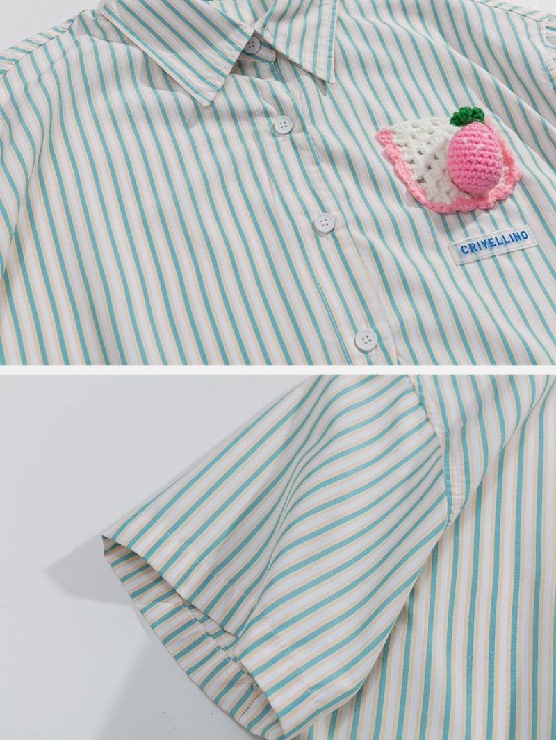 T Shirts Aelfric Eden Tricoté Strawberry Stripe Tee Bleu | SYJ-77567818